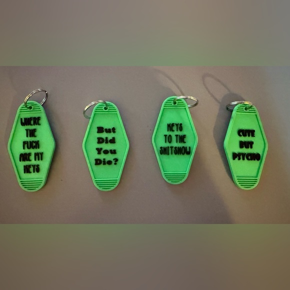 Other - Green Keychain Set with Humorous Text